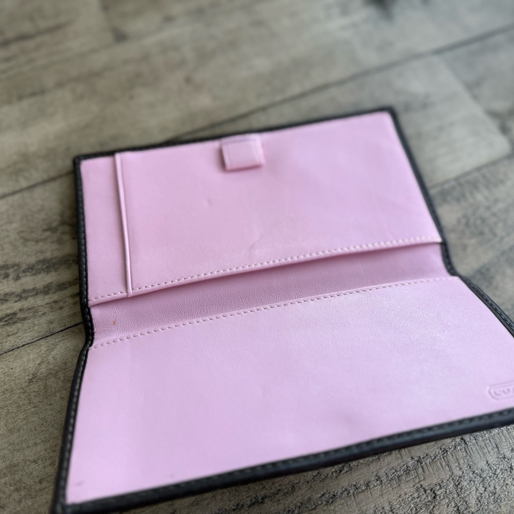 Coach Checkbook cover; Brown and Pink - Picture 2 of 2
